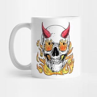 Horned-Skull in flames Mug